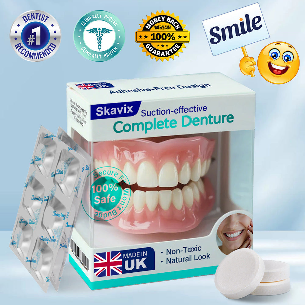 ✅ Made and Shipped from the UK| Skavix™ Suction-fit Complete Denture 🍀