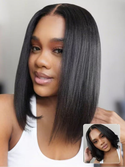 Hair Straight Bob Wig 7x5 Pre-Bleached Natural Looking Glueless Wig with Invisi Drawstring