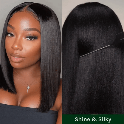 Hair Straight Bob Wig 7x5 Pre-Bleached Natural Looking Glueless Wig with Invisi Drawstring