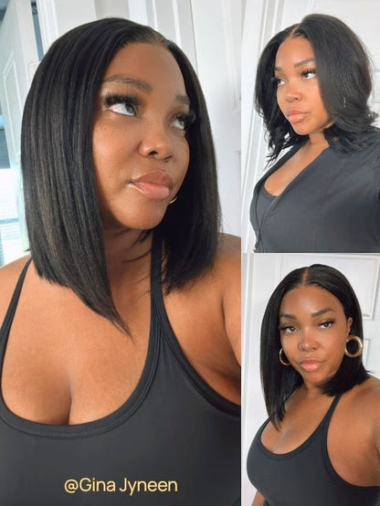 Hair Straight Bob Wig 7x5 Pre-Bleached Natural Looking Glueless Wig with Invisi Drawstring