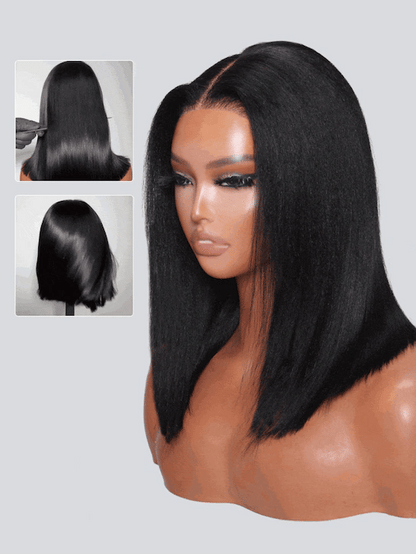 Hair Straight Bob Wig 7x5 Pre-Bleached Natural Looking Glueless Wig with Invisi Drawstring
