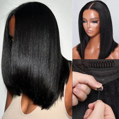Hair Straight Bob Wig 7x5 Pre-Bleached Natural Looking Glueless Wig with Invisi Drawstring